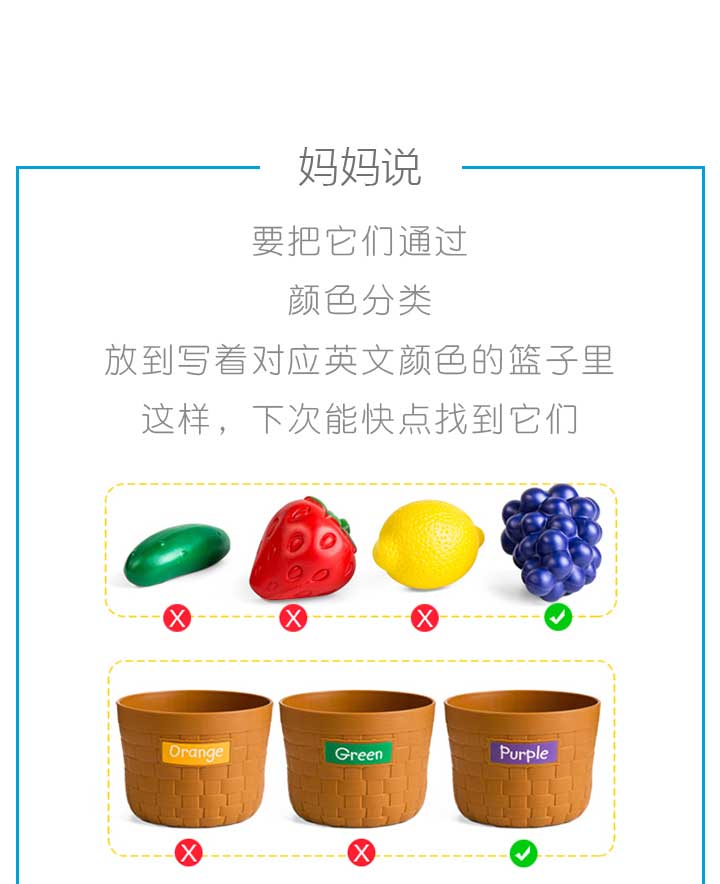 進口塑料玩具仿真水果蔬菜 嬰兒兒童過家家與顏色認知教育